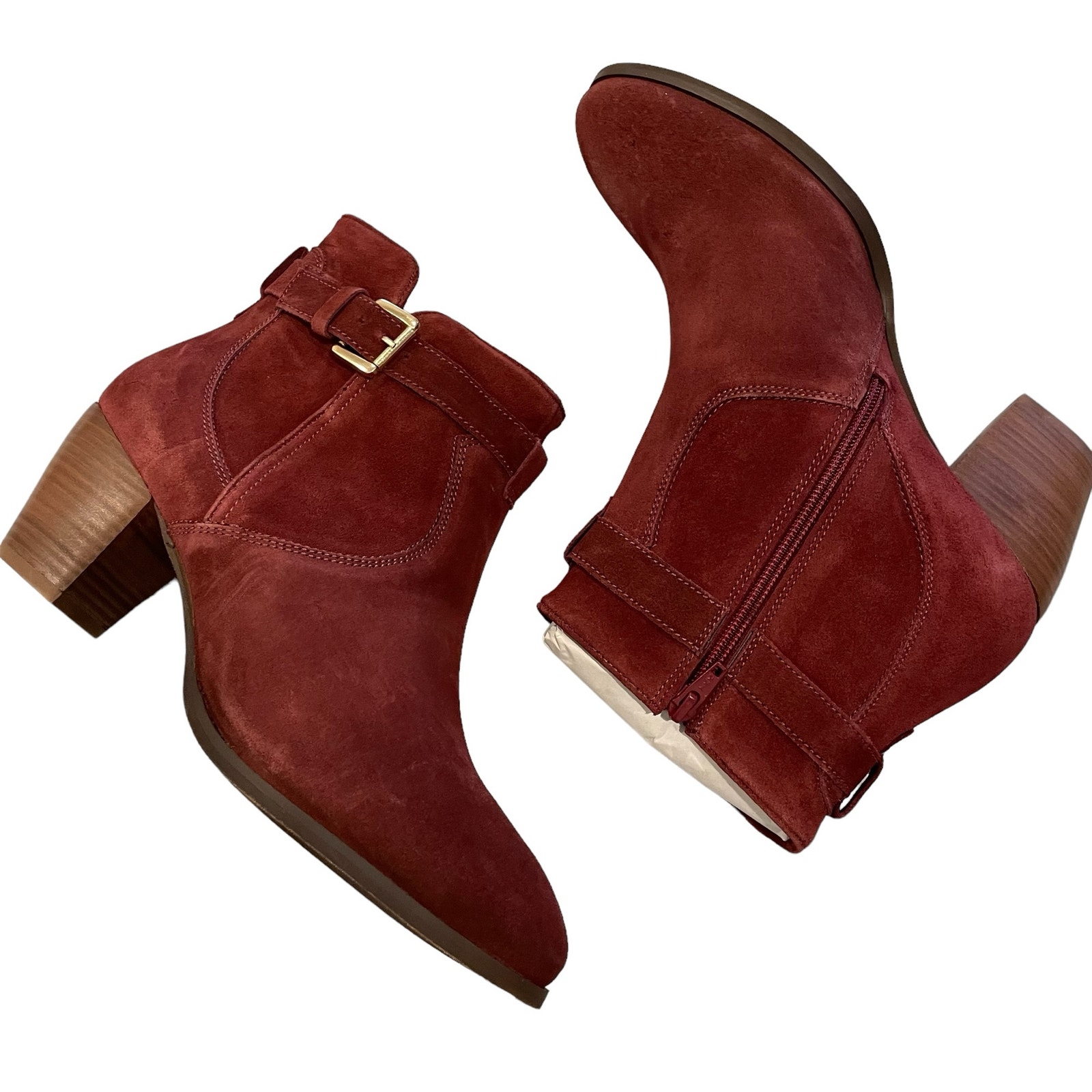 Diba Sleek Bootie 8.5 Red Burgundy Leather Boot Fall Winter Autumn